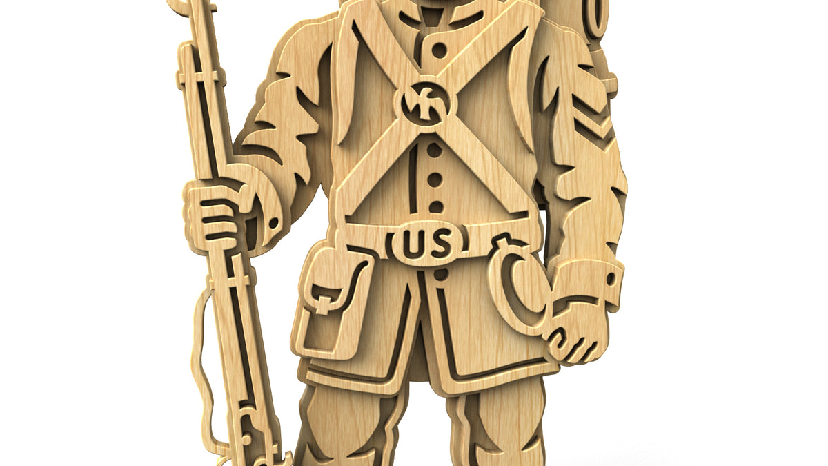 C318-Union Soldier Layered Scroll Saw Pattern — Alex Fox Patterns