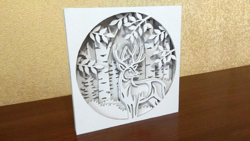C071-Deer Layered Scroll Saw Pattern - Alex Fox Patterns