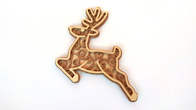 C083-Christmas Deer Layered Scroll Saw Pattern - Alex Fox Patterns