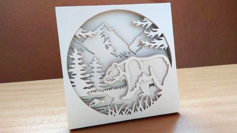 C085-Bear Shadowbox Layered Scroll Saw Pattern - Alex Fox Patterns