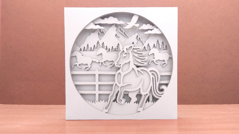 C089-Horse Shadowbox Layered Scroll Saw Pattern - Alex Fox Patterns