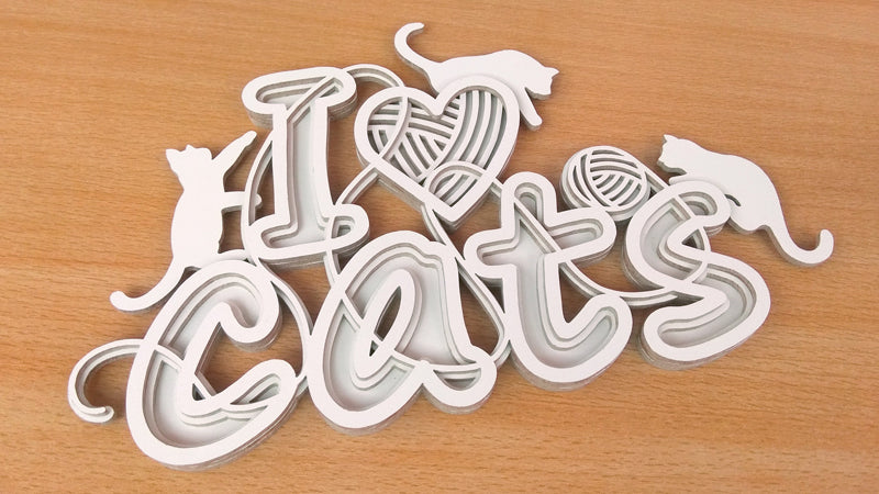 C117-I Love Cats Layered Scroll Saw Pattern - Alex Fox Patterns