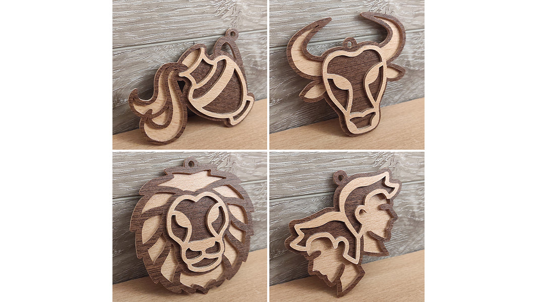 C200-Zodiac Sign Set Layered Scroll Saw Patterns - Alex Fox Patterns