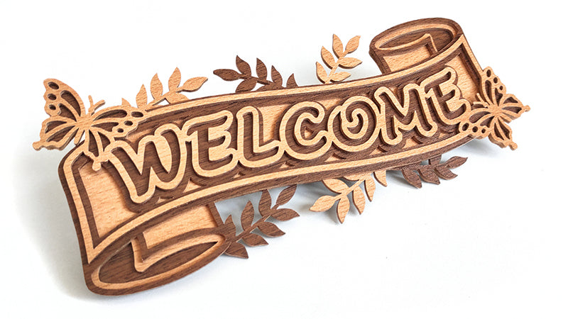 C202-Welcome Layered Scroll Saw Pattern - Alex Fox Patterns