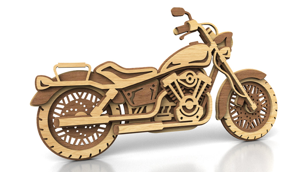 C220-Motorcycle Layered Scroll Saw Pattern - Alex Fox Patterns