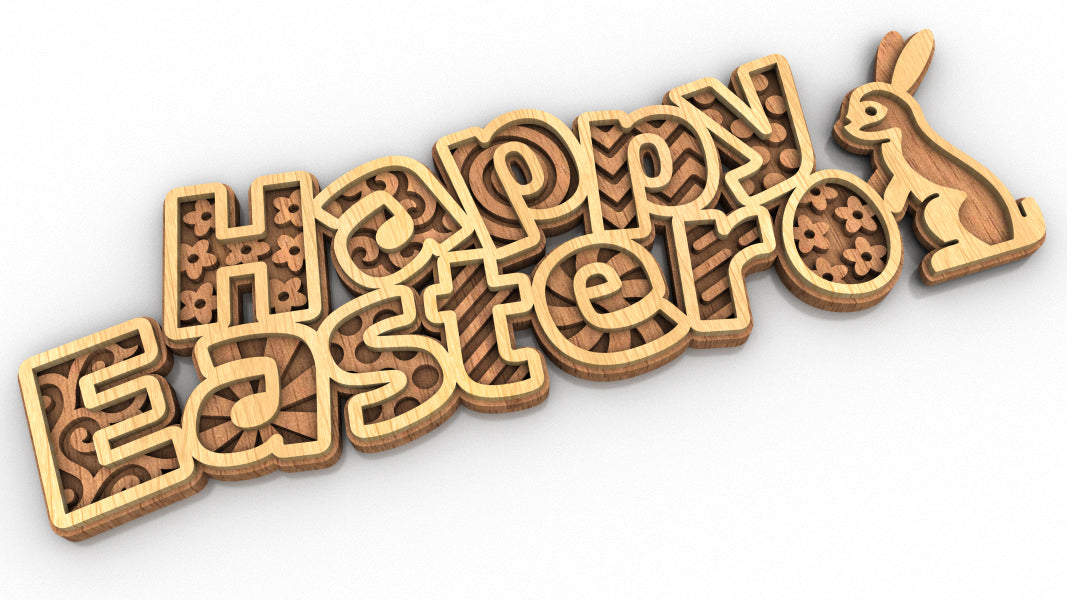 C228-Happy Easter Layered Scroll Saw Pattern - Alex Fox Patterns