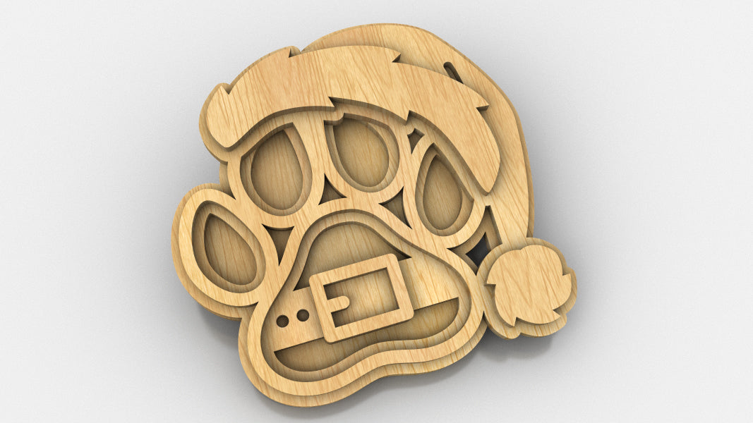 C247-Christmas Paw Layered Scroll Saw Pattern - Alex Fox Patterns