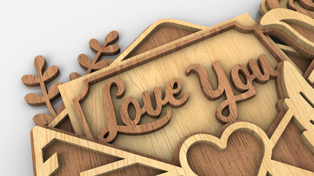 C251-Love Letter Layered Scroll Saw Pattern - Alex Fox Patterns