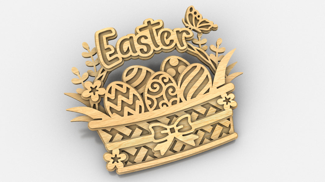 C254-Easter Basket Layered Scroll Saw Pattern - Alex Fox Patterns