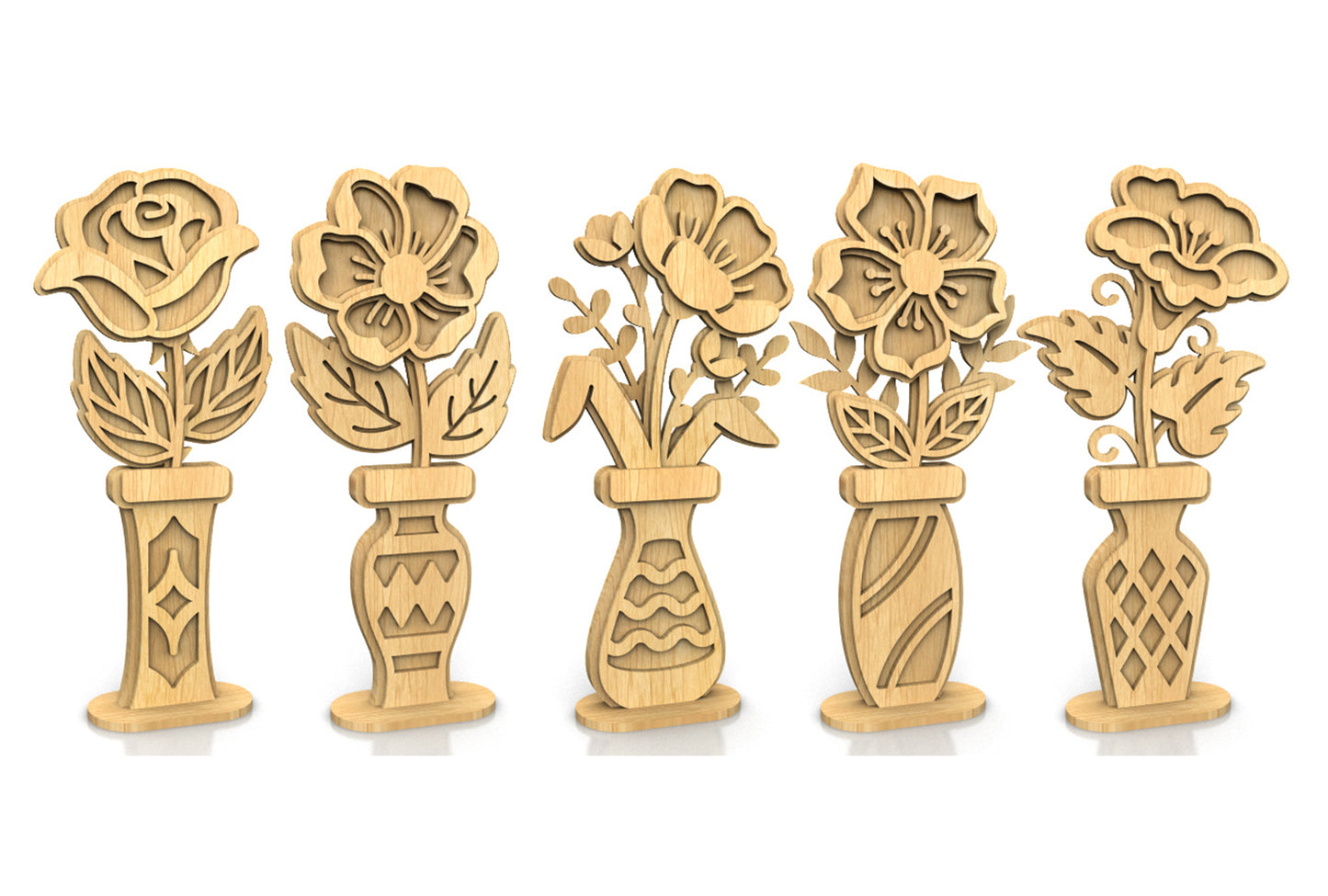 C274-Flower Set Layered Scroll Saw Patterns - Alex Fox Patterns
