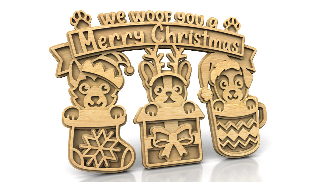 C299-Merry Christmas Layered Scroll Saw Pattern - Alex Fox Patterns