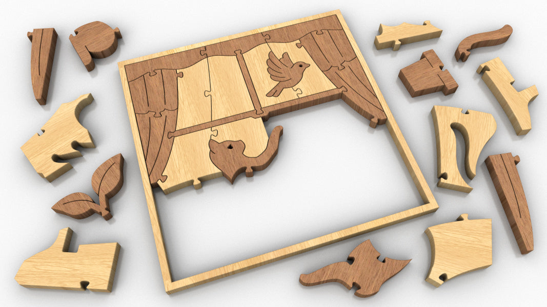 P06-Cat Puzzle Scroll Saw Pattern — Alex Fox Patterns