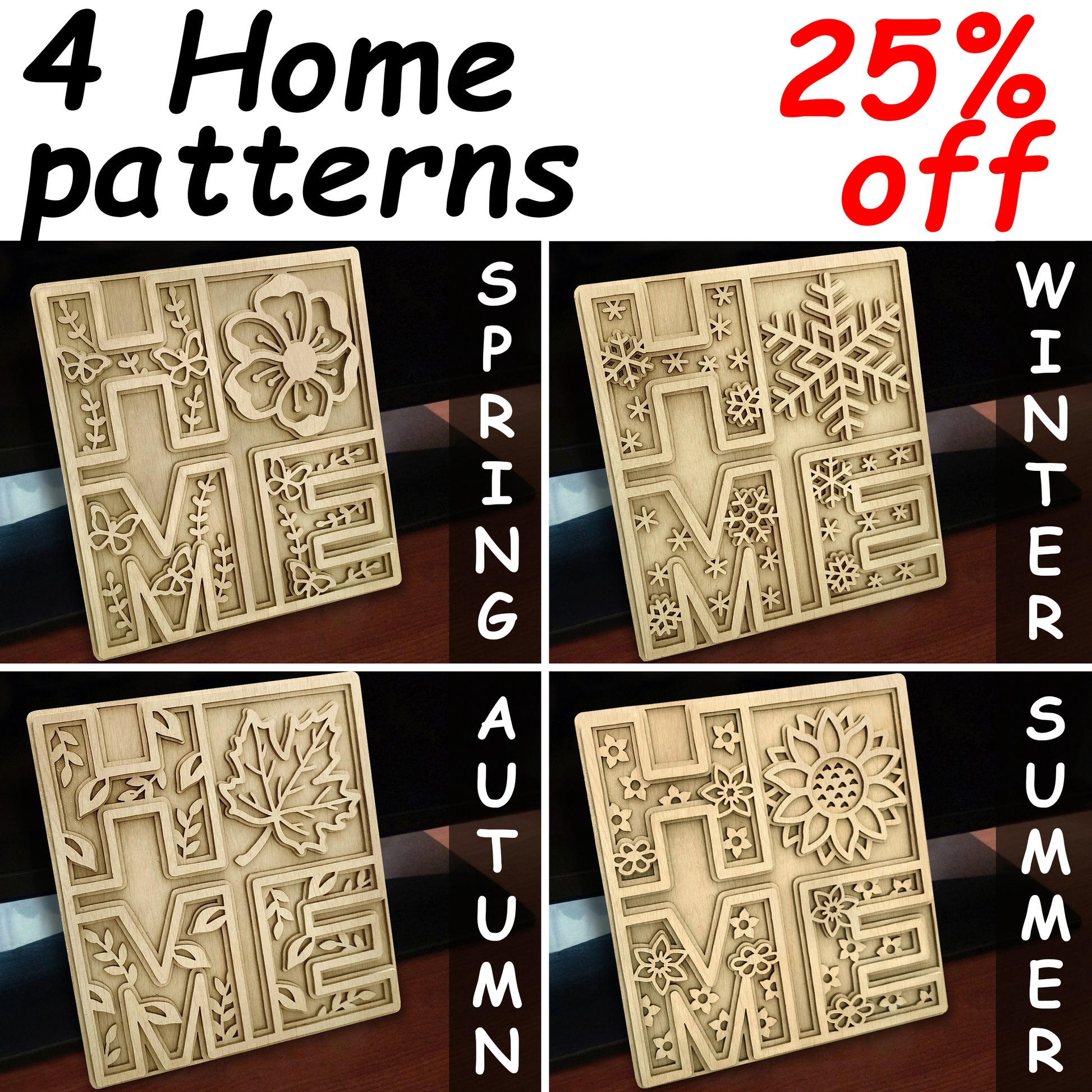 C190-Home Set Layered Scroll Saw Patterns - Alex Fox Patterns