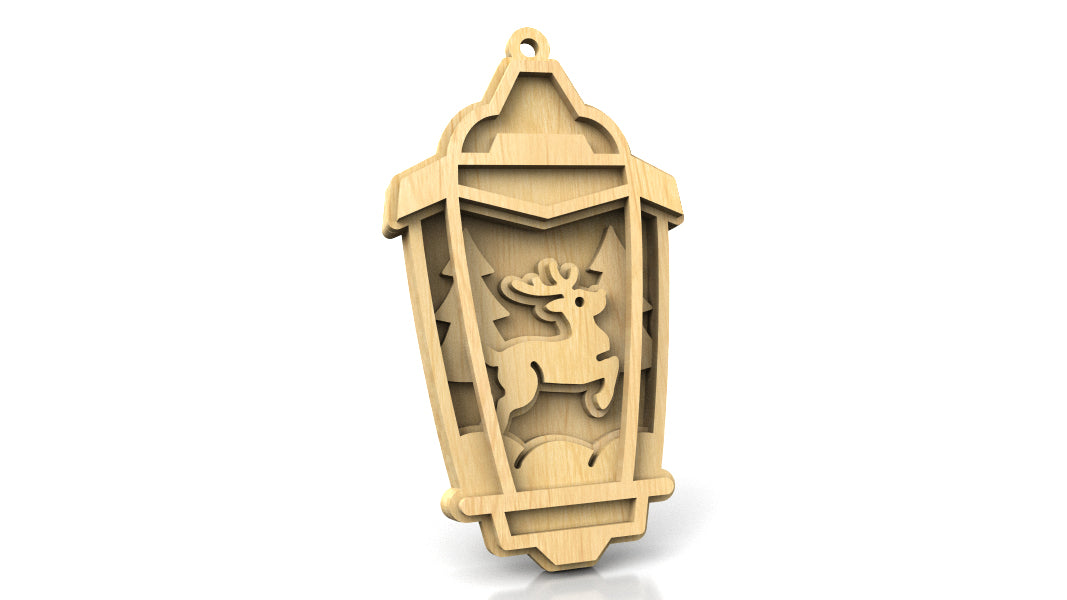 C270-Christmas Lamp Set Layered Scroll Saw Patterns - Alex Fox Patterns