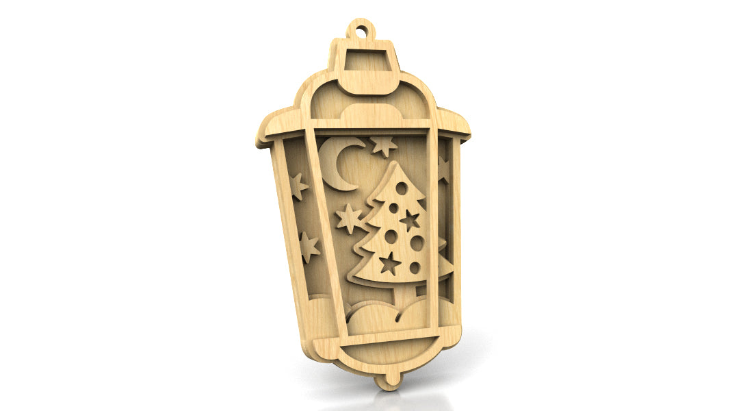 C270-Christmas Lamp Set Layered Scroll Saw Patterns - Alex Fox Patterns