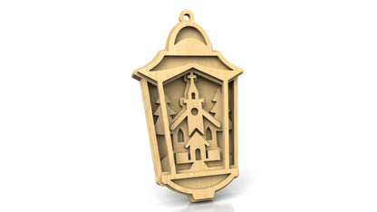 C270-Christmas Lamp Set Layered Scroll Saw Patterns - Alex Fox Patterns