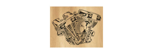 062-Engine V8 Fretwork Scroll Saw Pattern - Alex Fox Patterns