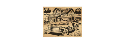 124-Farm Pickup Countryside Fretwork Scroll Saw Pattern - Alex Fox Patterns