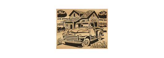 124-Farm Pickup Countryside Fretwork Scroll Saw Pattern - Alex Fox Patterns