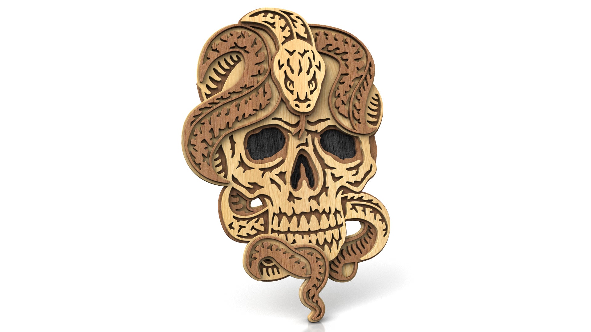 C323-Skull with Snake Layered Scroll Saw Pattern — Alex Fox Patterns