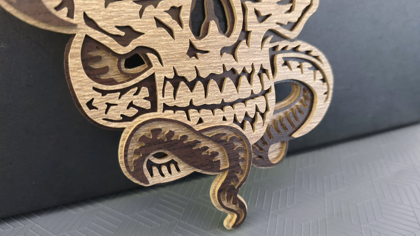 C323-Skull with Snake Layered Scroll Saw Project — Alex Fox Patterns
