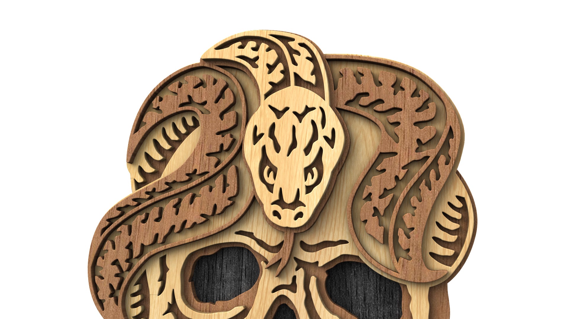 C323-Skull with Snake Layered Scroll Saw Pattern — Alex Fox Patterns