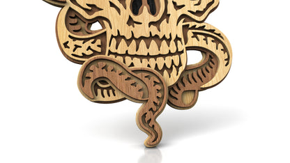 C323-Skull with Snake Layered Scroll Saw Pattern — Alex Fox Patterns