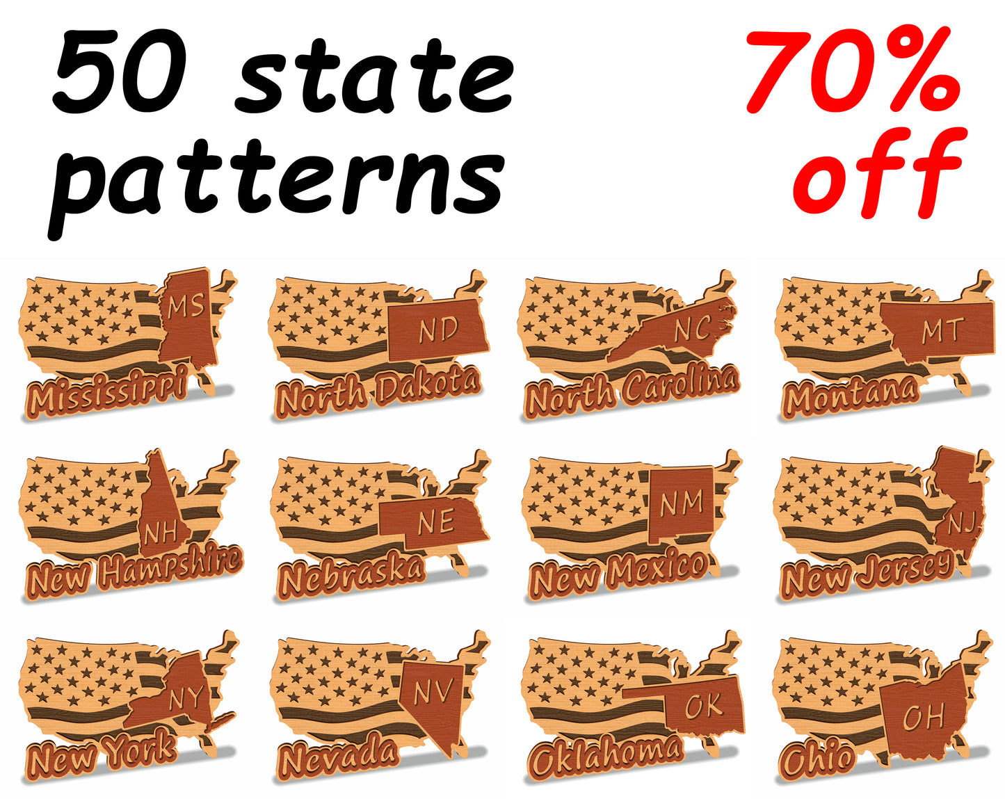 C157-US State with borders Set Scroll Saw Patterns - Alex Fox Patterns