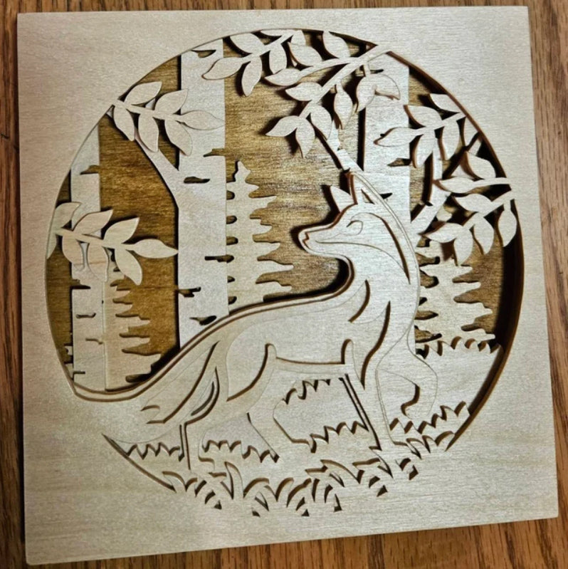 C198-Fox layered scroll saw project - Alex Fox pattern