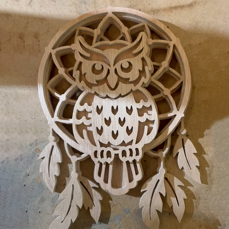 C223-Owl dreamcatcher scroll saw project - Alex Fox pattern