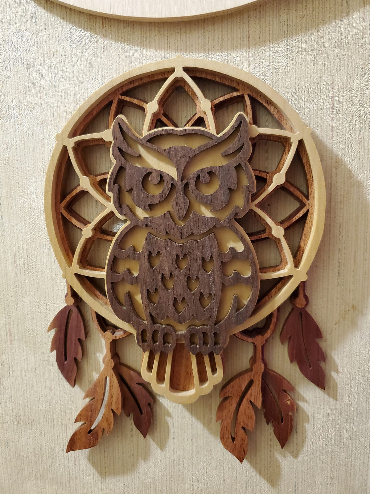 C223-Owl dreamcatcher scroll saw project - Alex Fox pattern