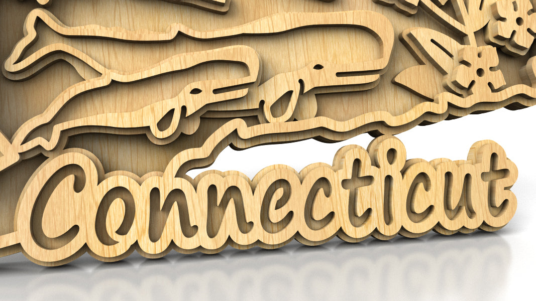 C240-Connecticut Scroll Saw Pattern - Alex Fox Patterns