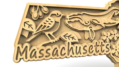 C240-Massachusetts Scroll Saw Pattern - Alex Fox Patterns