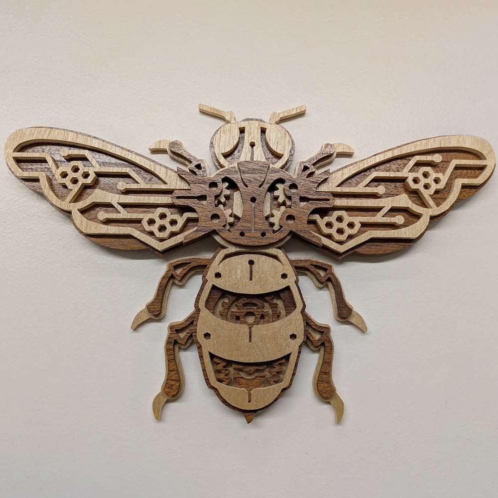 C279 Mechanical bee  layered scroll saw project - Alex Fox pattern