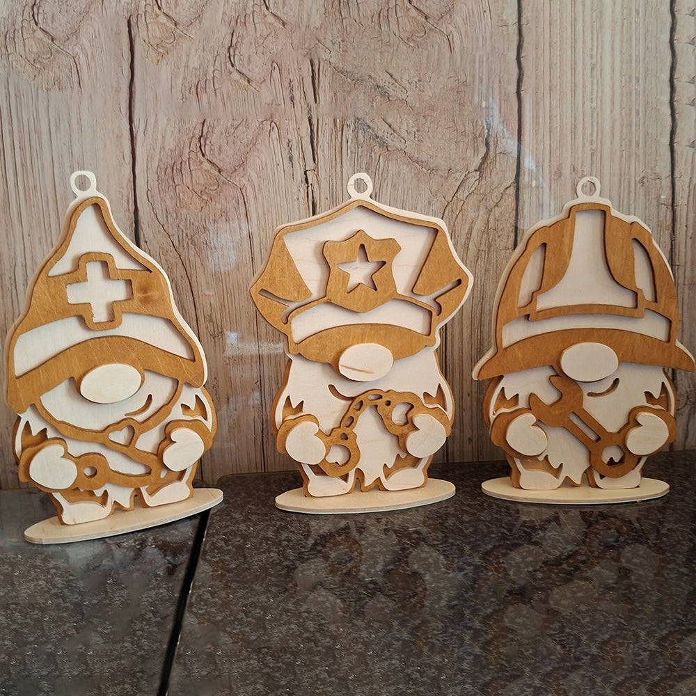 C282 Labor Day gnomes  layered scroll saw project - Alex Fox pattern
