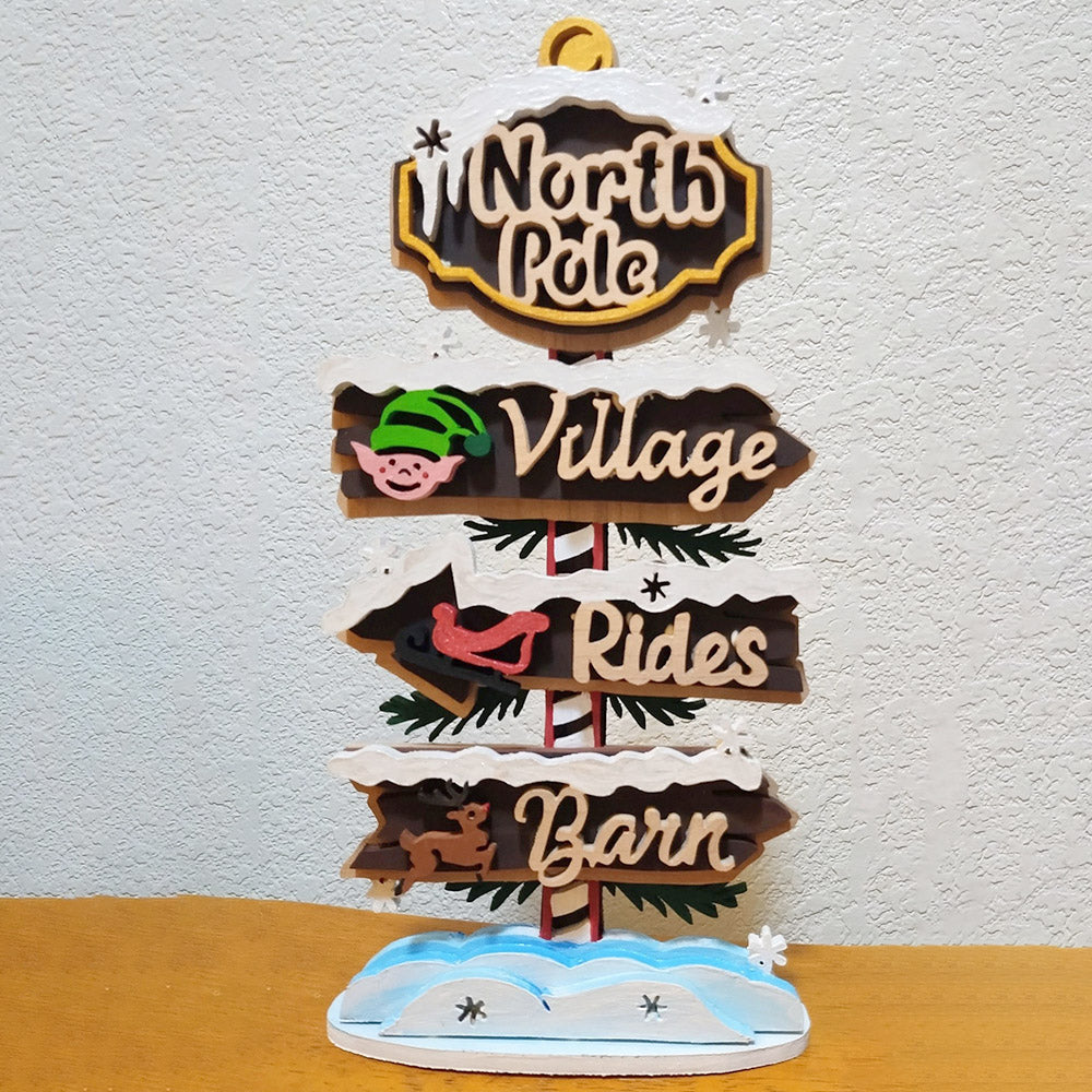 C293-North Pole sign christmas  scroll saw project - Alex Fox pattern