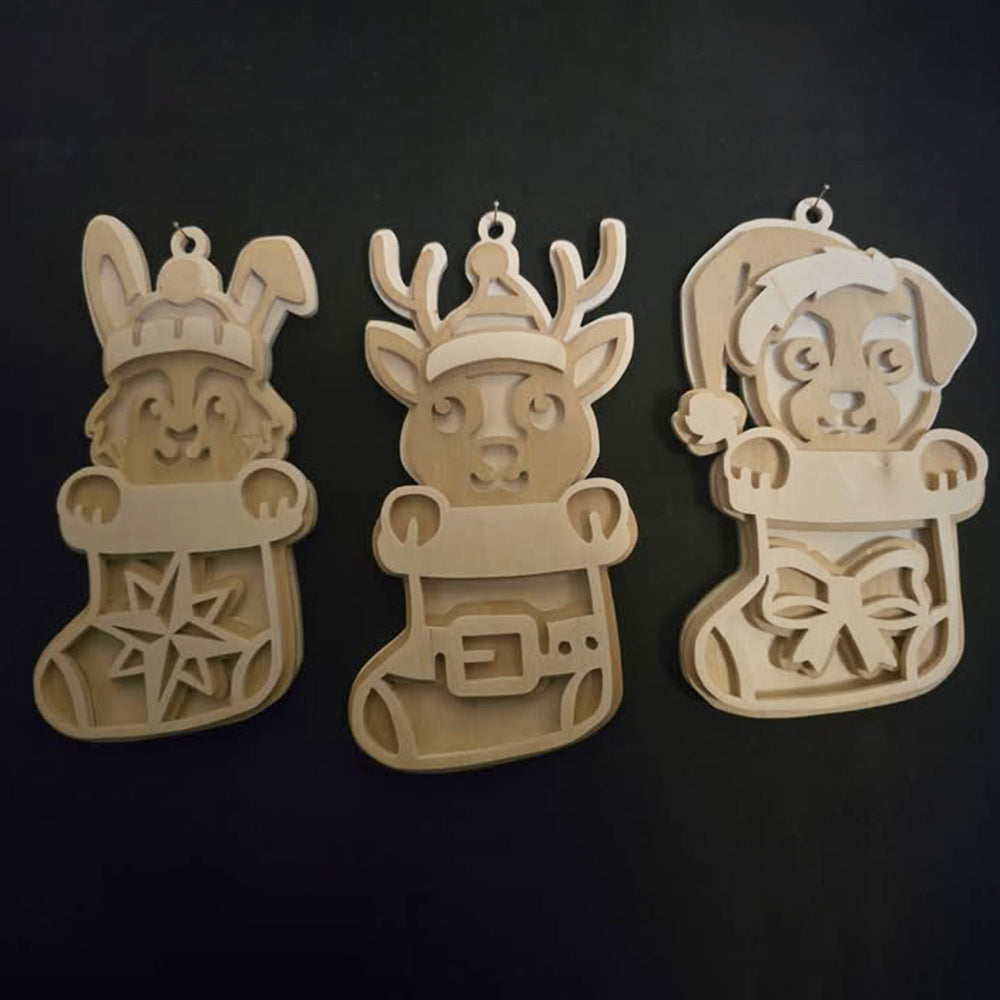 C296 Christmas animals layered scroll saw project - Alex Fox pattern