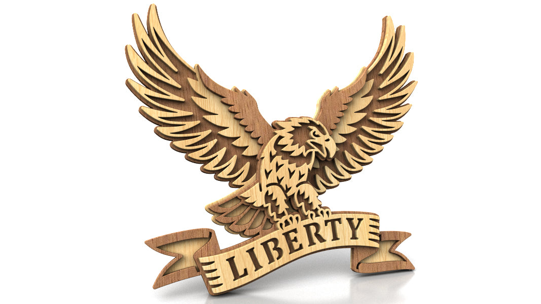 C310-Eagle Liberty Ribbon Layered Scroll Saw Pattern — Alex Fox Patterns