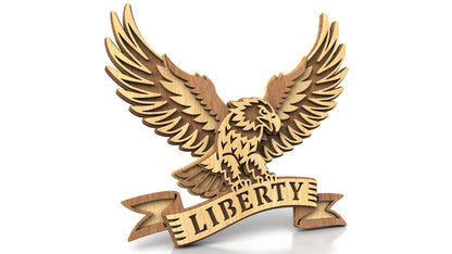 C310-Eagle Liberty Ribbon Layered Scroll Saw Pattern — Alex Fox Patterns