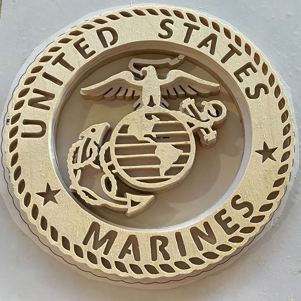 C308 US Marines patriotic layered scroll saw project - Alex Fox pattern