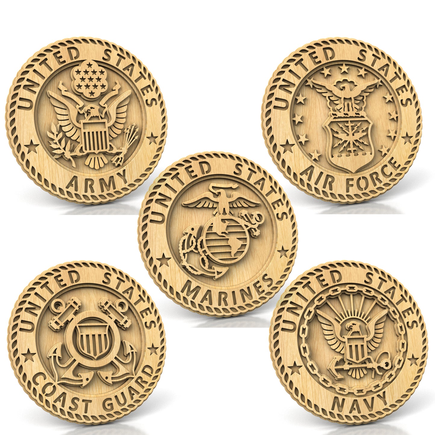 C308-US Military Emblems Scroll Saw Pattern — Alex Fox Patterns