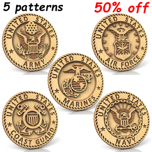C308-US Military Emblems Patriotic Set Scroll Saw Pattern — Alex Fox Patterns