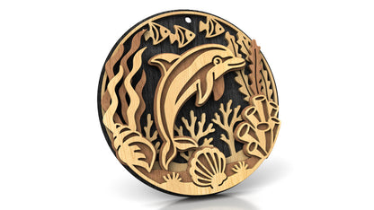 C309-Dolphin Layered Scroll Saw Pattern — Alex Fox Patterns