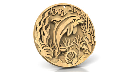 C309-Dolphin Ocean Animals Scroll Saw Pattern — Alex Fox Patterns