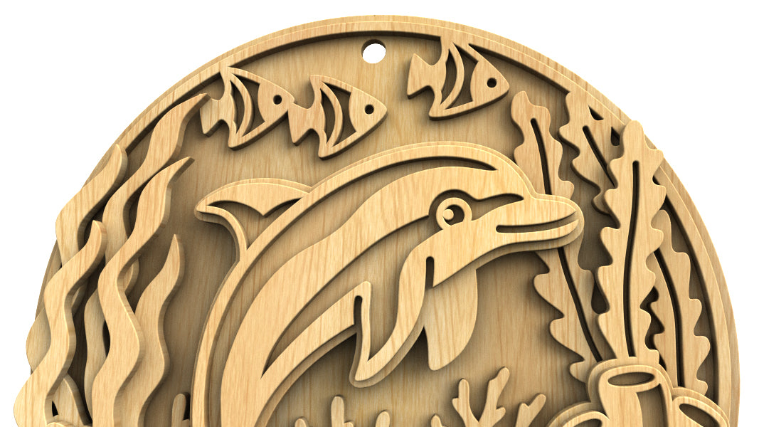 C309-Dolphin Layered Scroll Saw Pattern — Alex Fox Patterns