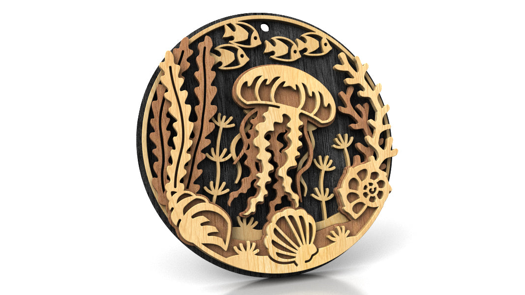 C309-Jellyfish Layered Scroll Saw Pattern — Alex Fox Patterns