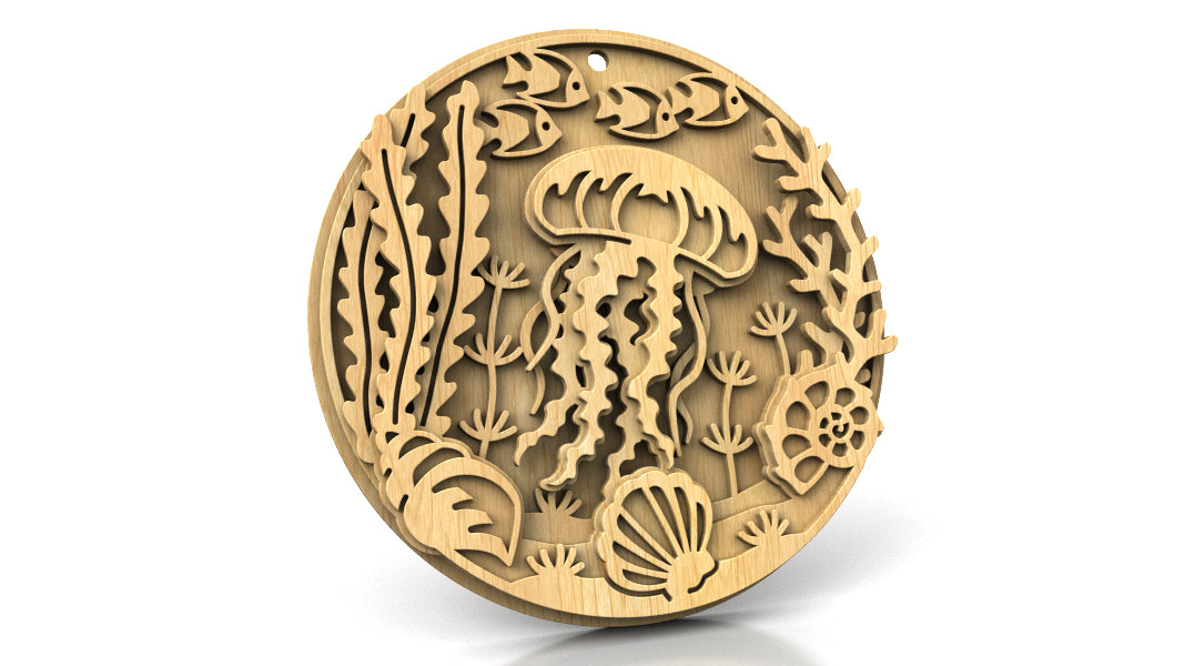 C309-Jellyfish Marine Scroll Saw Pattern — Alex Fox Patterns