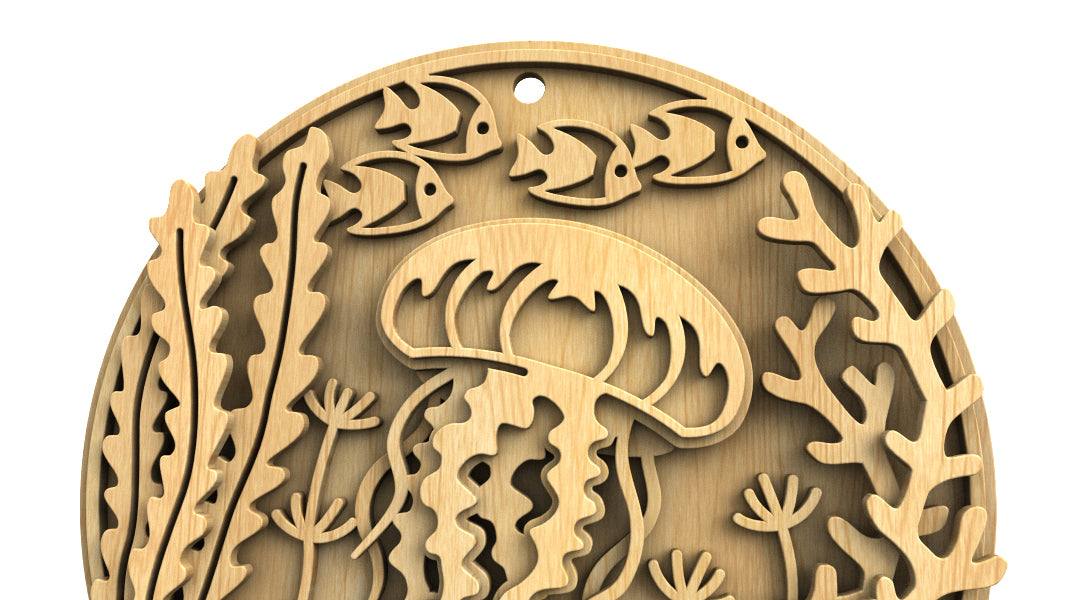 C309-Jellyfish Layered Ocean Scroll Saw Pattern — Alex Fox Patterns