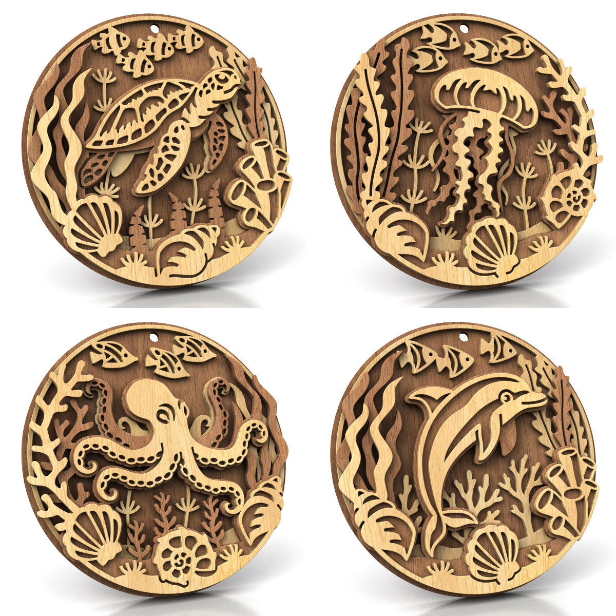 C309-Ocean Animals Set Marine Scroll Saw Pattern — Alex Fox Patterns