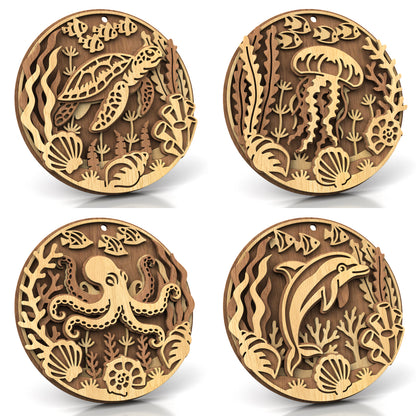 C309-Ocean Animals Set Marine Scroll Saw Pattern — Alex Fox Patterns